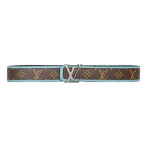 Alternative view of Brown Monogram style Leather Belt Amazing Blue