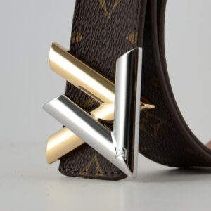 Brown Monogram New Gold & SiAmazinger Buckle Leather Belt