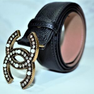 Alternative view of Amazing Caviar Pattern Belt Gold Diamond Buckle