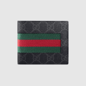 GG Grey Supreme & Green/Red Stripe Web wallet