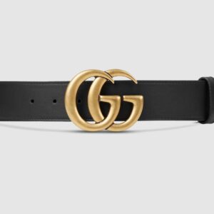 Amazing Leather Belt with Gold/SiAmazinger Double‑G Buckle 35mm