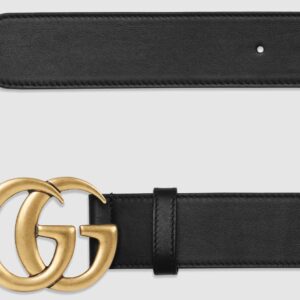 Alternative view of Amazing Leather Belt with Gold/SiAmazinger Double‑G Buckle 35mm