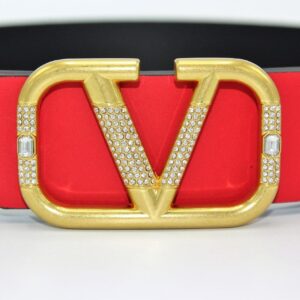 REVERSIBLE V DIAMOND LOGO SIGNATURE BELT IN GLOSSY CALFSKIN 40 MM
