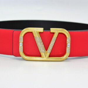 Alternative view of REVERSIBLE V DIAMOND LOGO SIGNATURE BELT IN GLOSSY CALFSKIN 40 MM