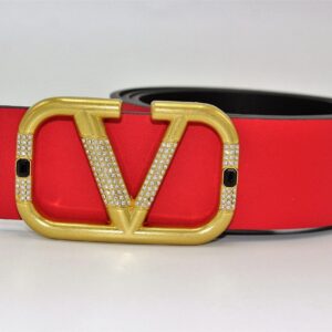 REVERSIBLE V LOGO WITH DIAMOND SIGNATURE BELT IN GLOSSY CALFSKIN 40 MM