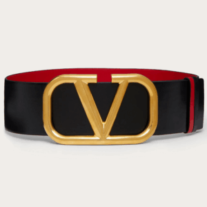 V Gold Buckle Leather Belt 70 cm