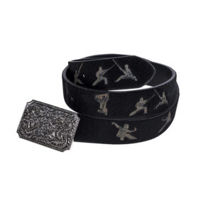 Alternative view of Character Horsehair Carving Double Dragon Metal Buckle Belt